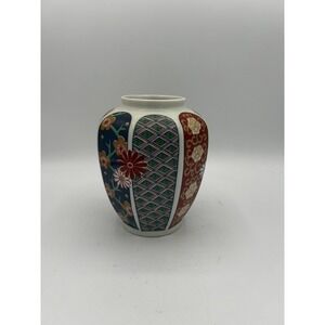 Arita Imari Fan Ginger Spice Jar Vase Floral Panels Japan Decor 6"‎ Tall No Lid